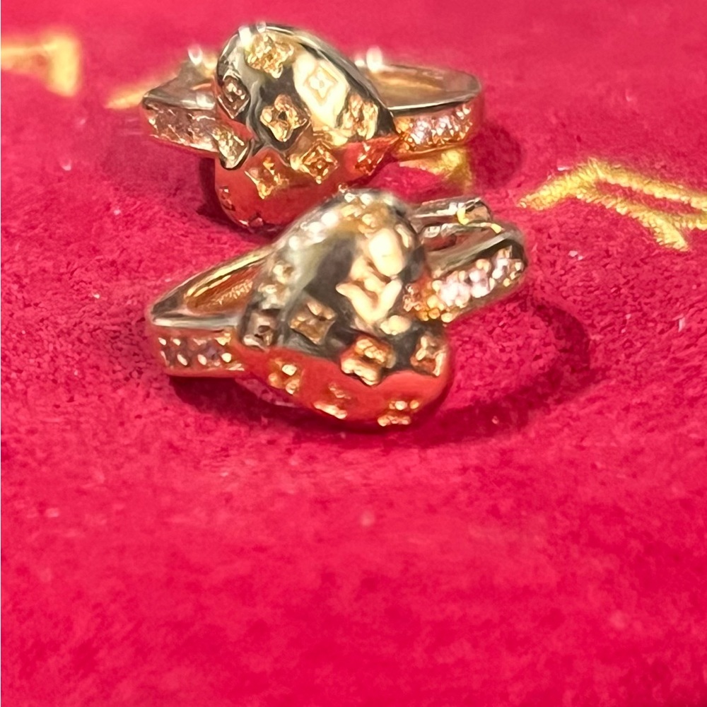 Gold Heart Accent Women's Earrings- Gold Tone